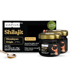 Kapiva Himalayan Shilajit Resin jar close-up highlighting rich texture for daily energy support