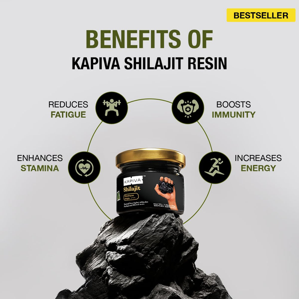 Kapiva Shilajit Resin warm-water dissolve showing smooth melt for quick consumption