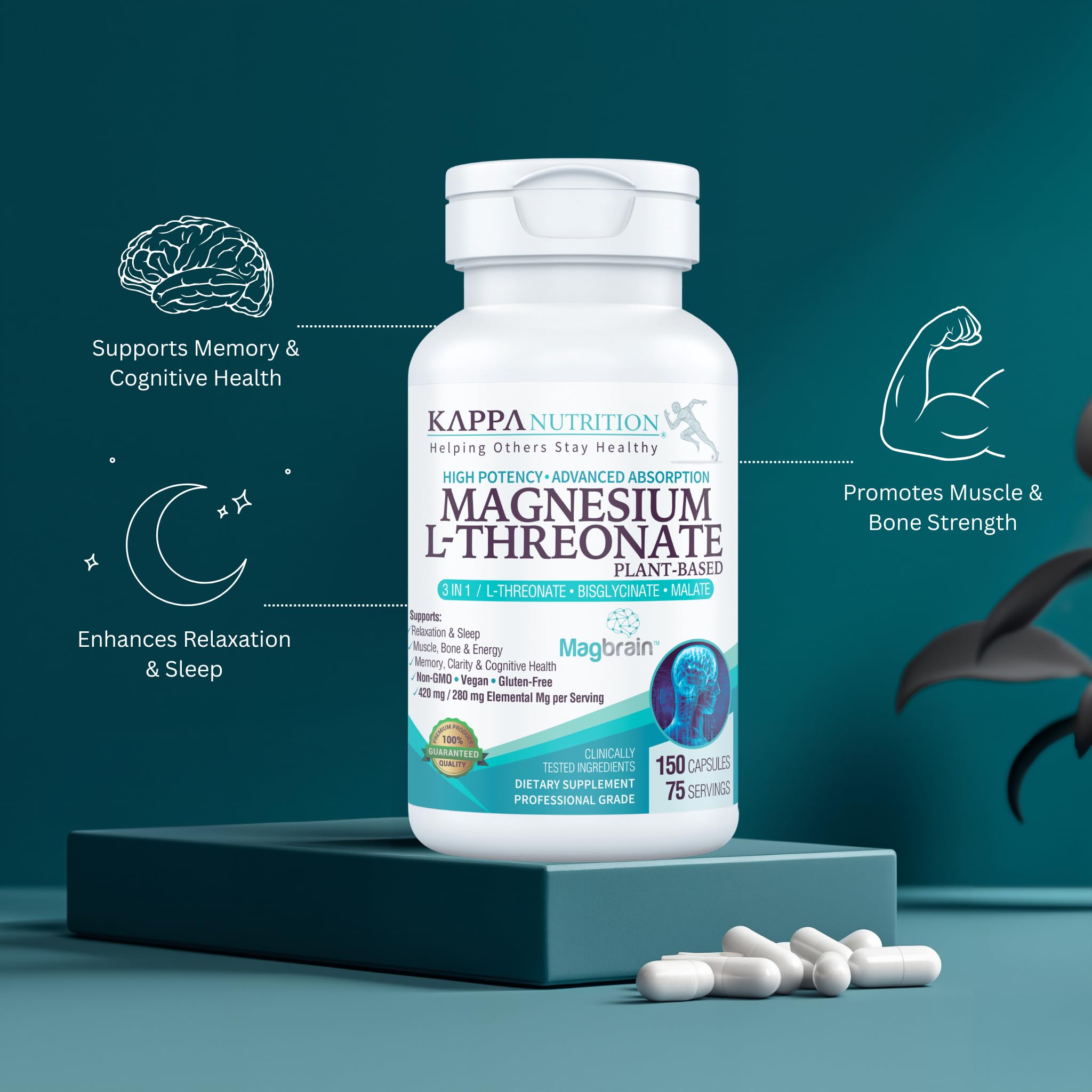 Kappa Nutrition brain support graphic suggests memory and focus benefits.