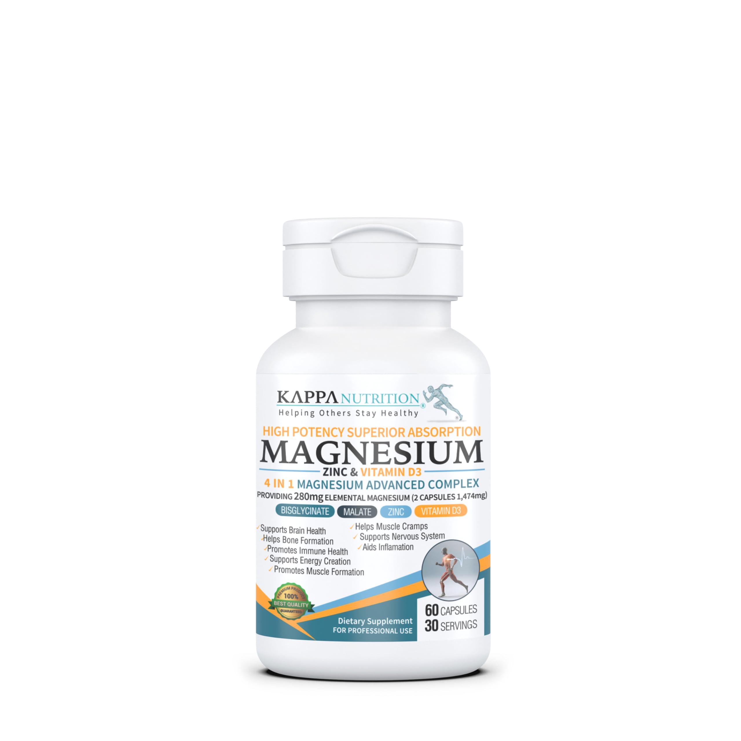 Kappa Nutrition Magnesium 4-in-1 bisglycinate capsules on display for daily energy support
