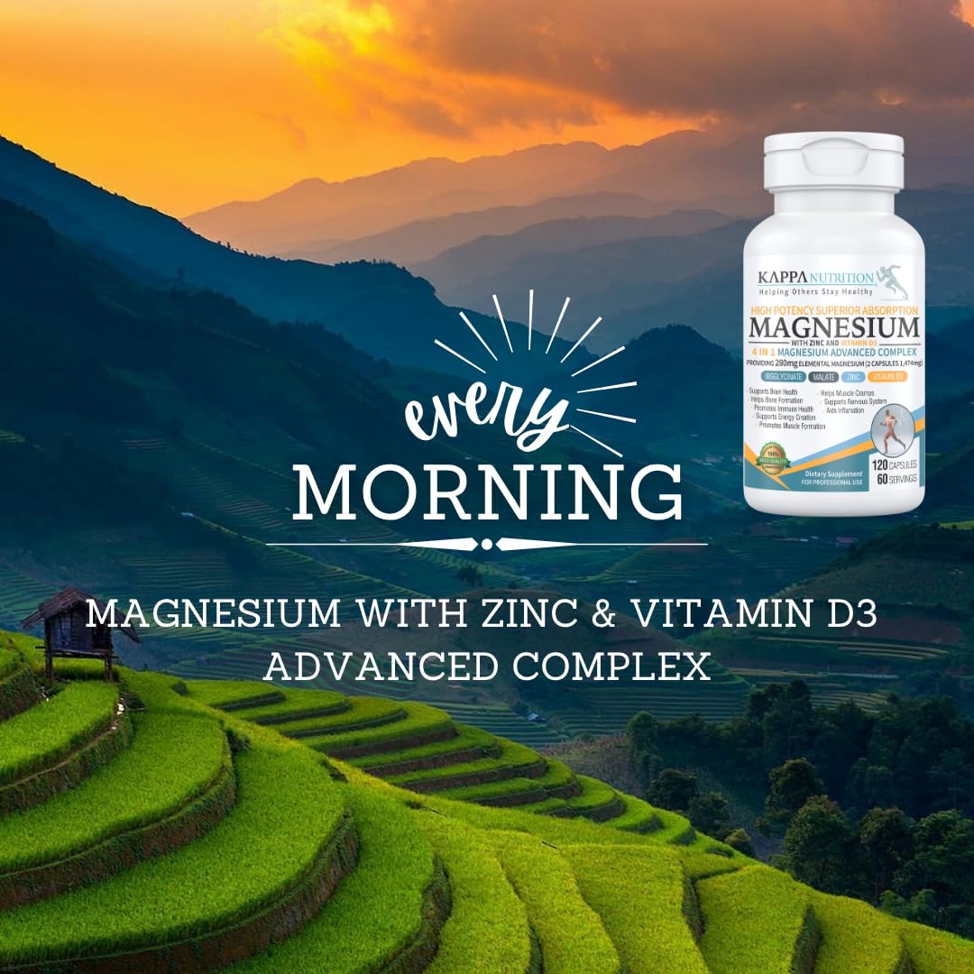 Plant-based capsules of Kappa Nutrition Magnesium 4-in-1 designed for clean, gluten-free use