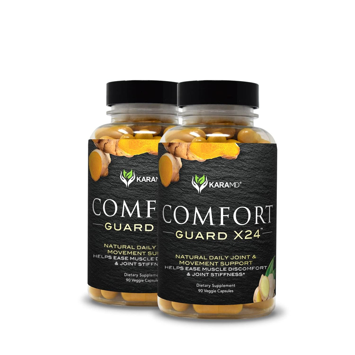 KaraMD Comfort Guard X24 bottle-front highlights turmeric-based joint support.