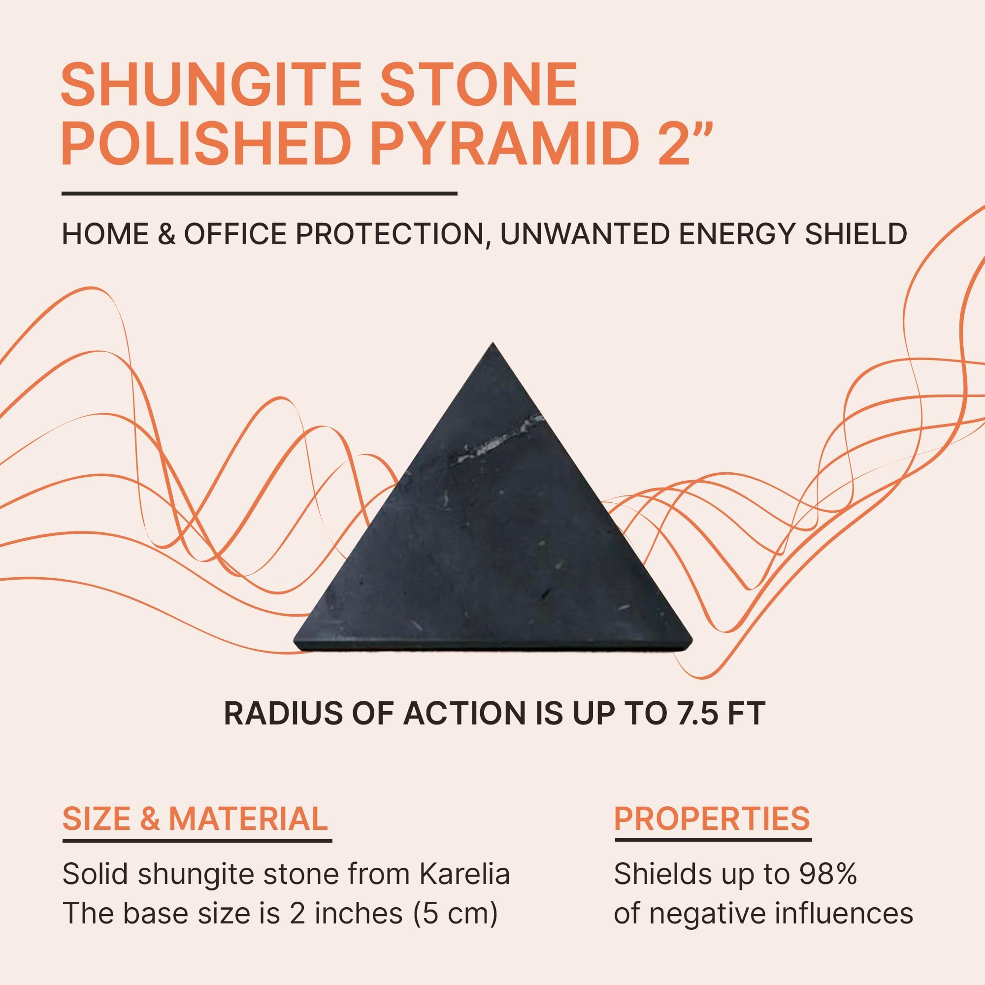 Karelian Heritage shungite pyramid packaging with card emphasizes authenticity.