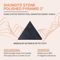 Karelian Heritage shungite pyramid packaging with card emphasizes authenticity.