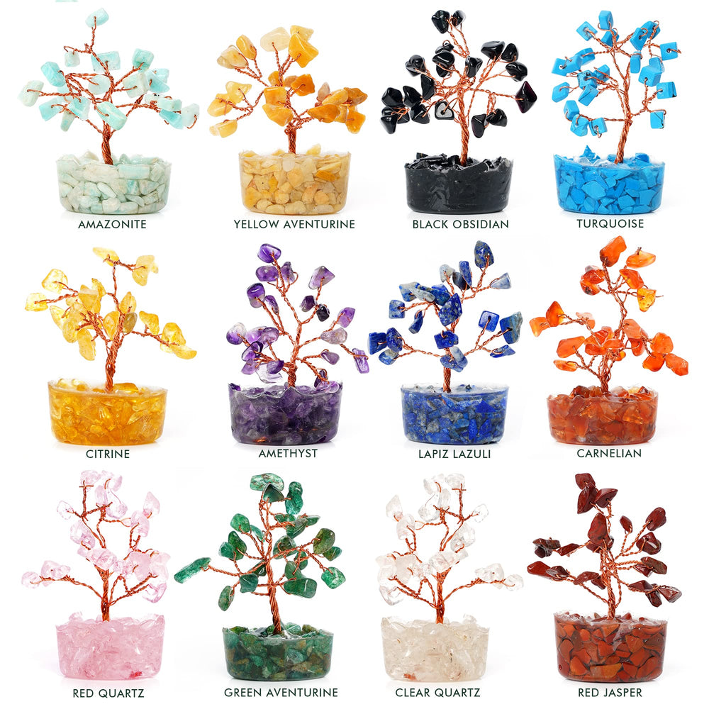 KARMAPLEDGE orgone-base crystal tree with copper wires for stylish meditation accents