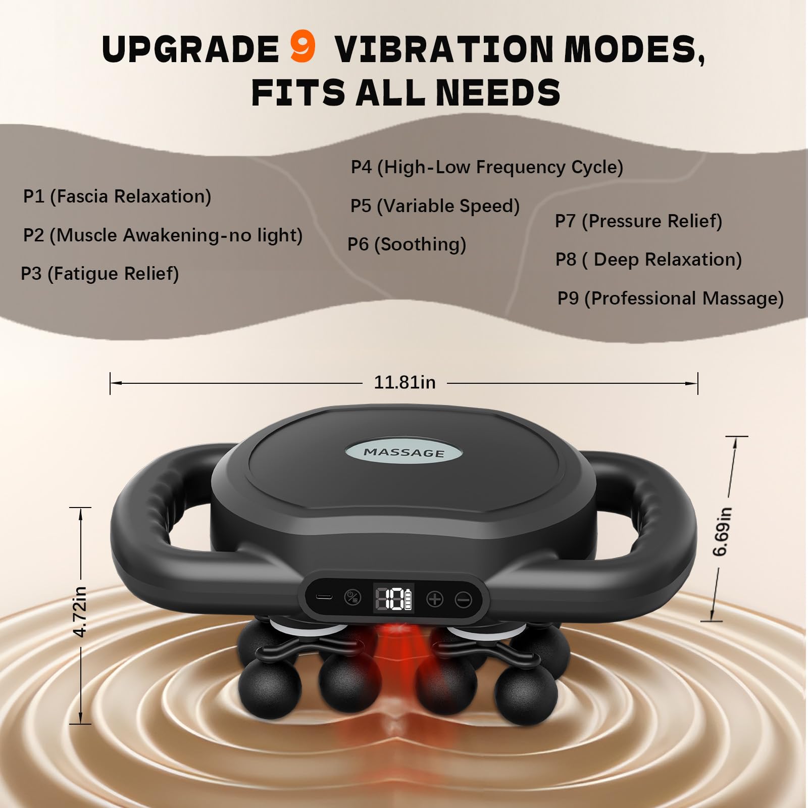 Karrong cordless massage gun with a 3-hour battery for travel.