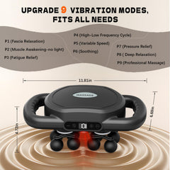 Karrong cordless massage gun with a 3-hour battery for travel.