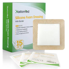 Kastormed silicone adhesive foam dressing 4x4 front view with painless removal and absorbency