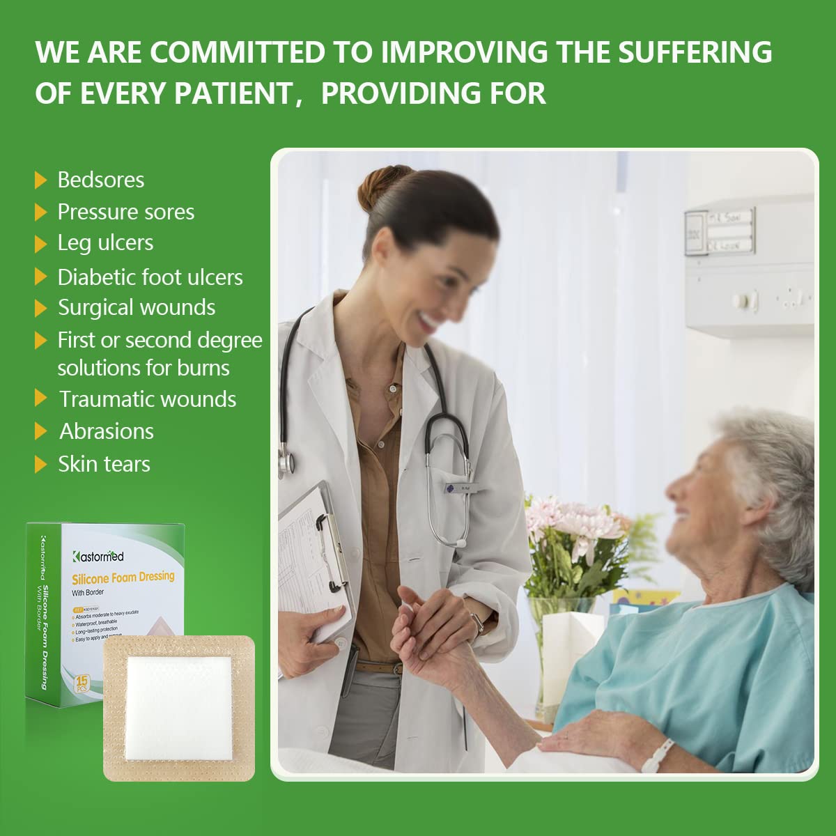 Kastormed 4x4 indications image listing common wounds like ulcers and abrasions