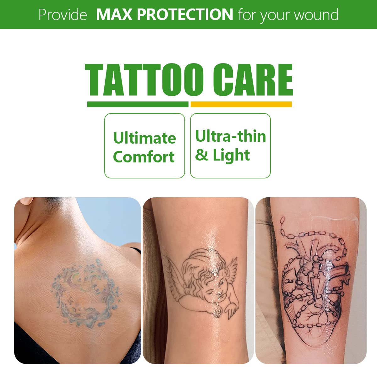 kastormed tattoo aftercare bandage provides a transparent layer for clean healing.