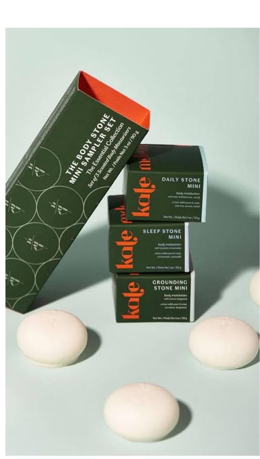 Kate McLeod mini sampler set with daily, sleep, and grounding stones for mindful rituals.