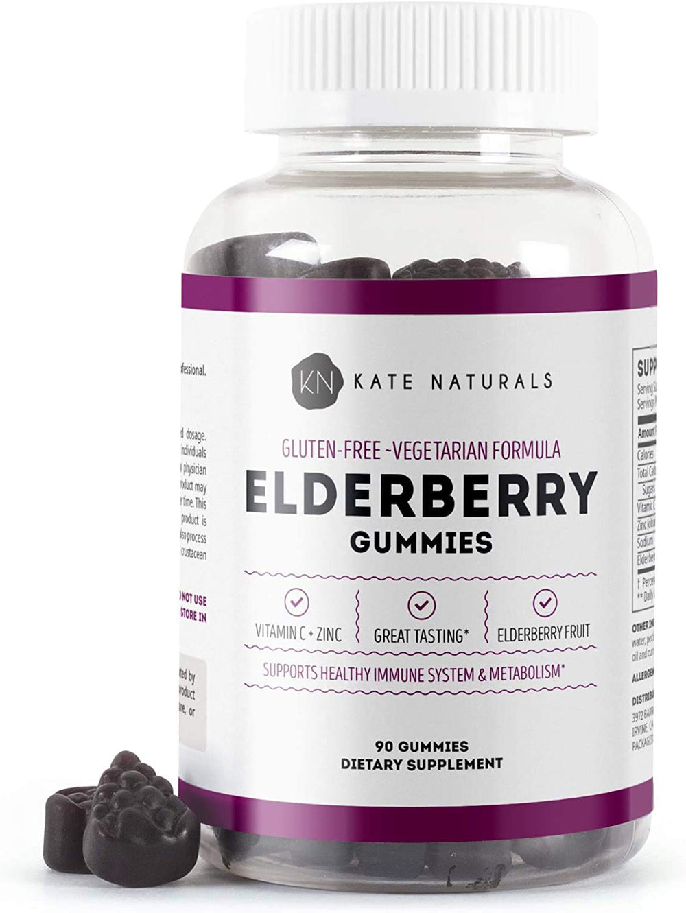 Kate Naturals Elderberry Gummies bottle ready for daily immune support.