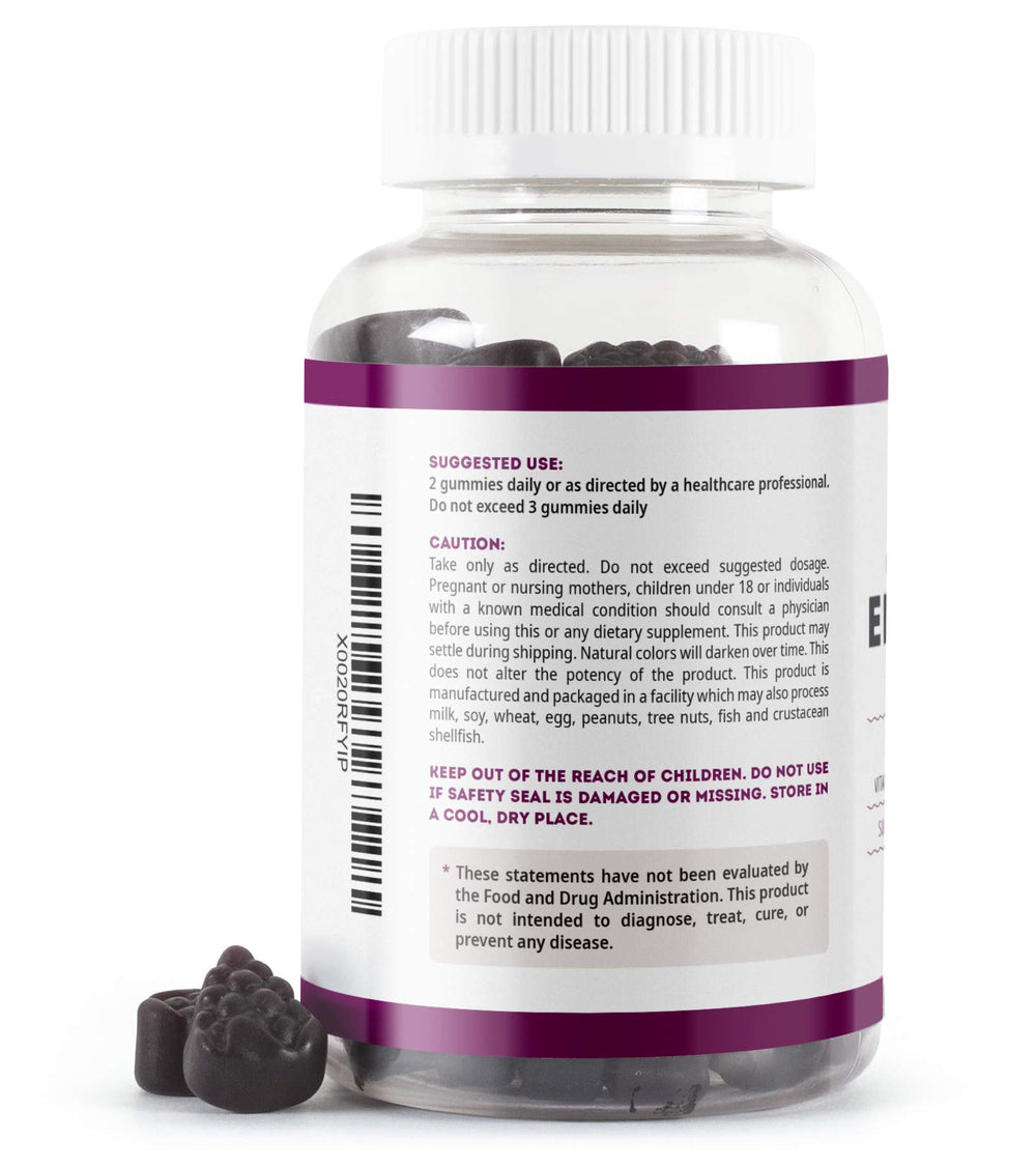 Flavour detail of Kate Naturals Elderberry Gummies with natural berry notes.