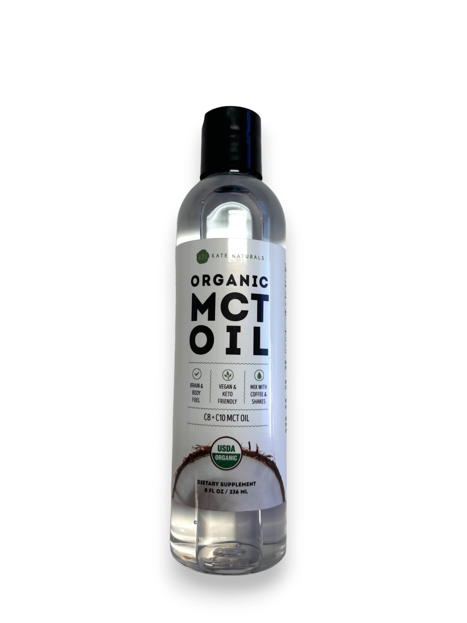 Kate Naturals MCT oil drizzle on smoothie for a subtle boost