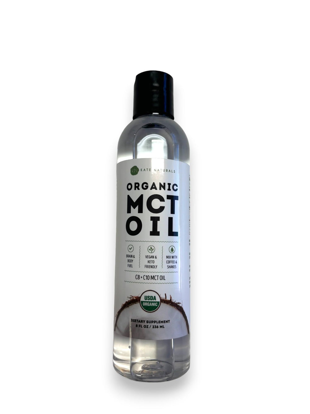 Kate Naturals MCT oil drizzle on smoothie for a subtle boost
