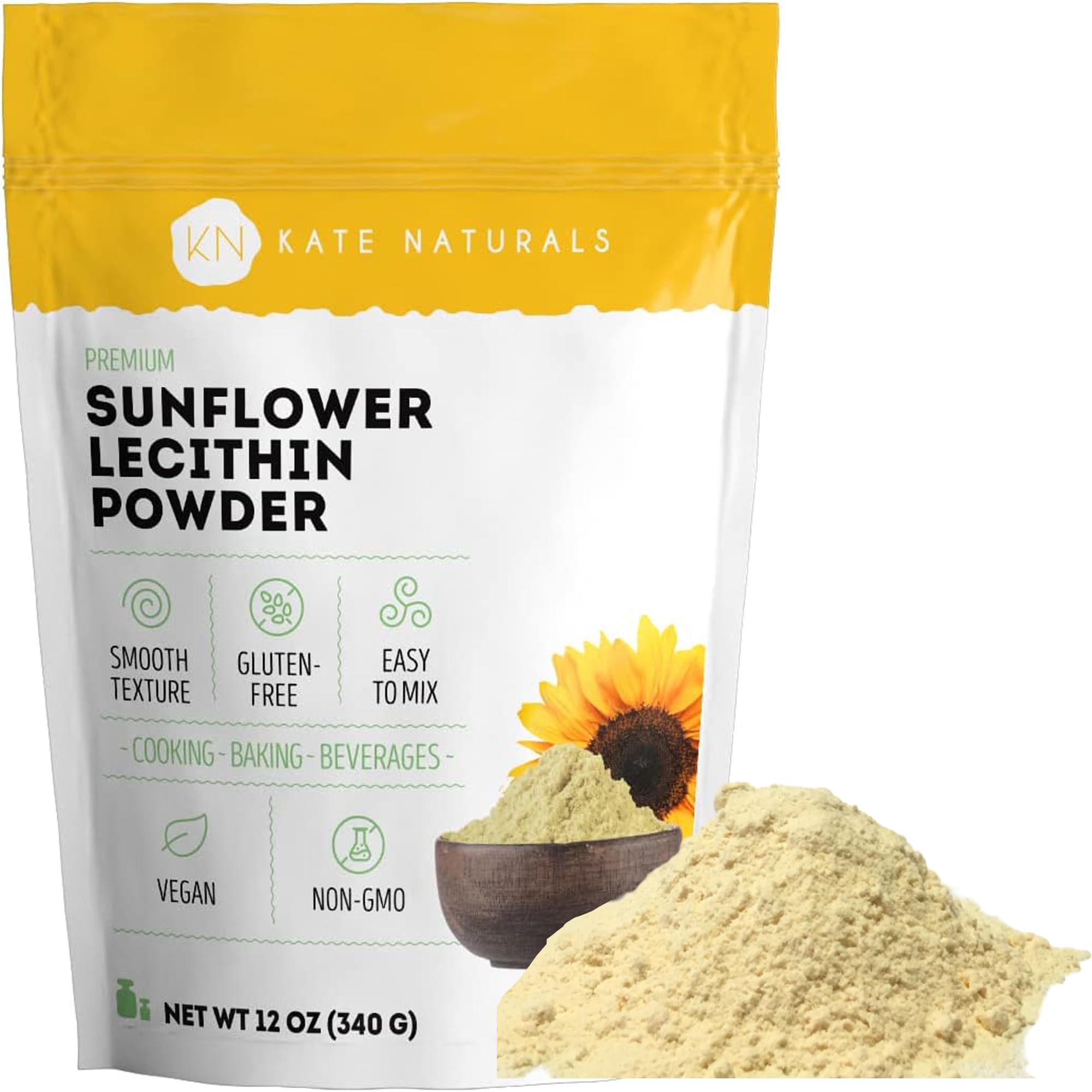 Kate Naturals sunflower lecithin powder for baking creates smoother dough textures.