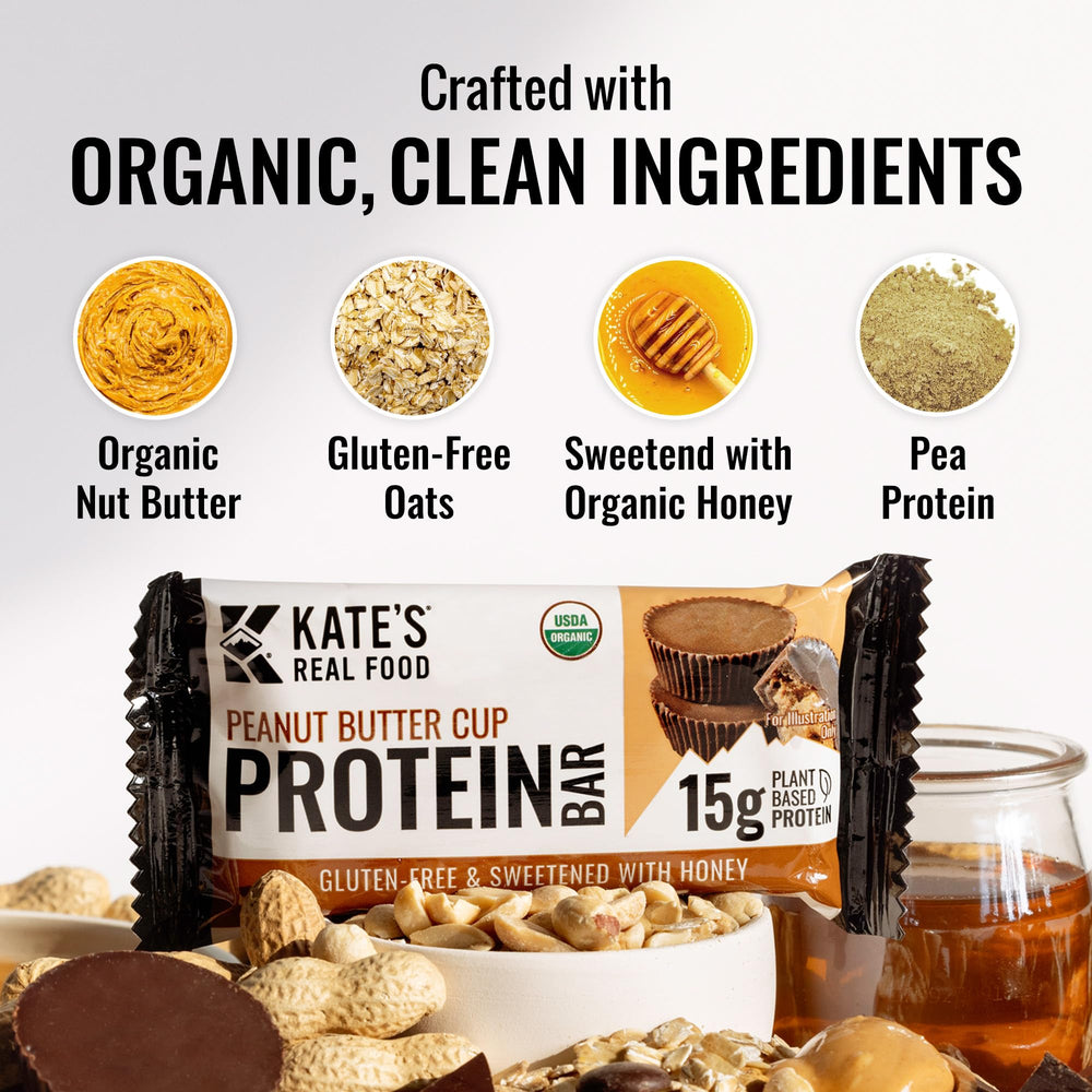 Kate's Peanut Butter Cup bar carried on a trail for outdoor fueling