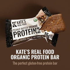 Kate's Real Food Gluten-free and Non-GMO bar on table.
