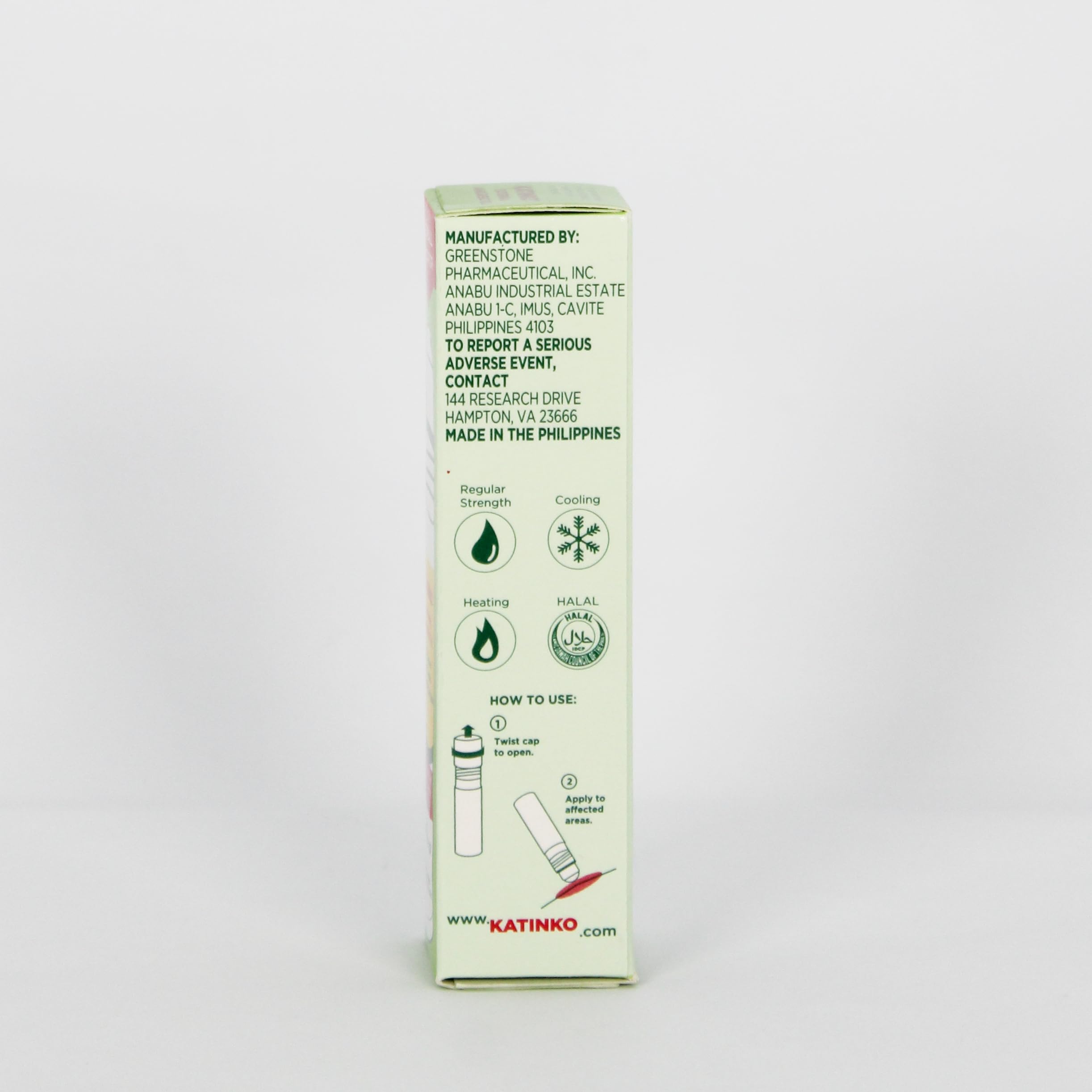 Katinko travel size roll-on fits purse or gym bag for quick comfort.