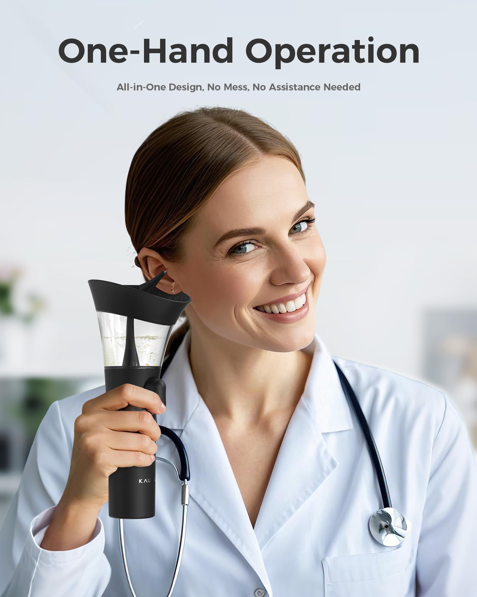 KAUGIC ear wax cleaner demonstrates targeted cleaning with pressurized water flow