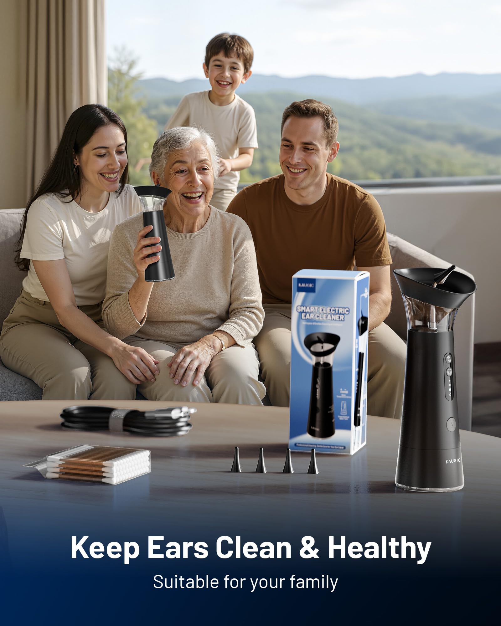 KAUGIC black electric ear cleaner designed for convenient home use