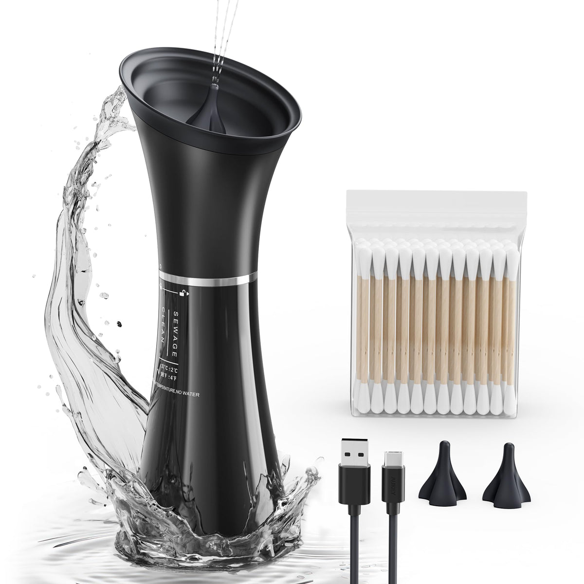 KAUGIC ear wax removal kit with one-handed use for shower cleaning