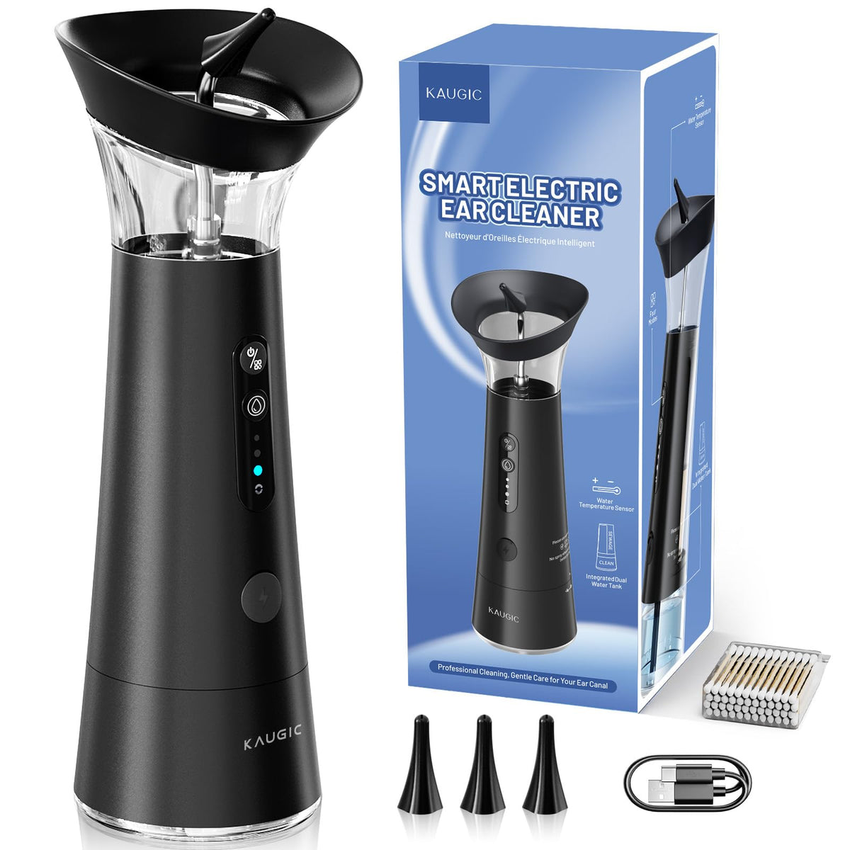 KAUGIC ear wax removal with water tank for tidy, mess-free cleaning at home