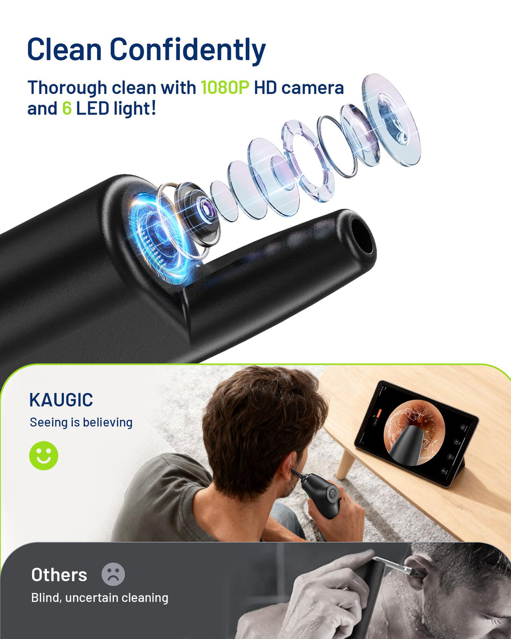 KAUGIC four-modes water-pressure system offers gentle, customizable rinsing