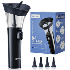 KAUGIC manual ear wax cleaner with dark blue handle showing a comfortable one-handed grip.