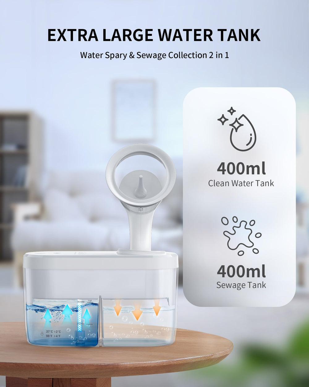 KAUGIC water powered ear irrigation flow demonstrates gentle cleansing action