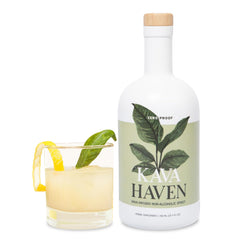 Kava Haven non-alcoholic spirit bottle on display for mindful sipping.