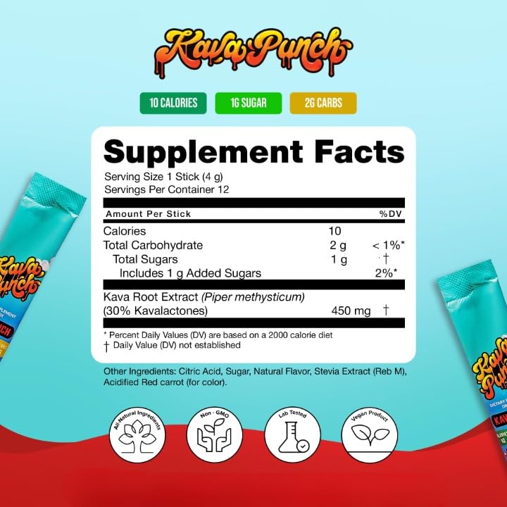 KAVA PUNCH 12-stick pack on the go for quick stress relief