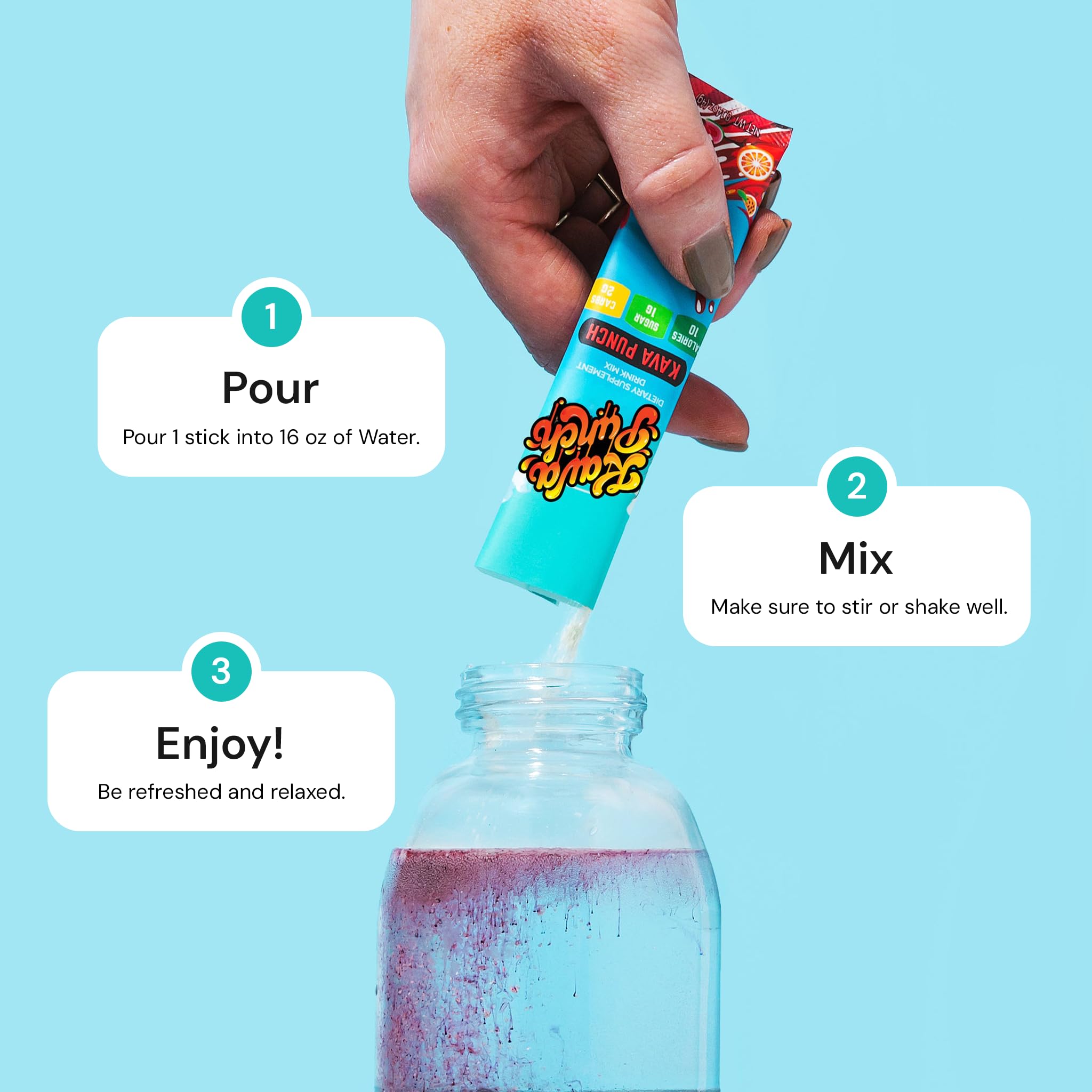 KAVA PUNCH packaging in hand, portable relaxation on the move