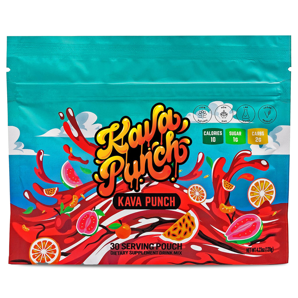 KAVA PUNCH relaxation powder pack ready to mix for a calm evening.