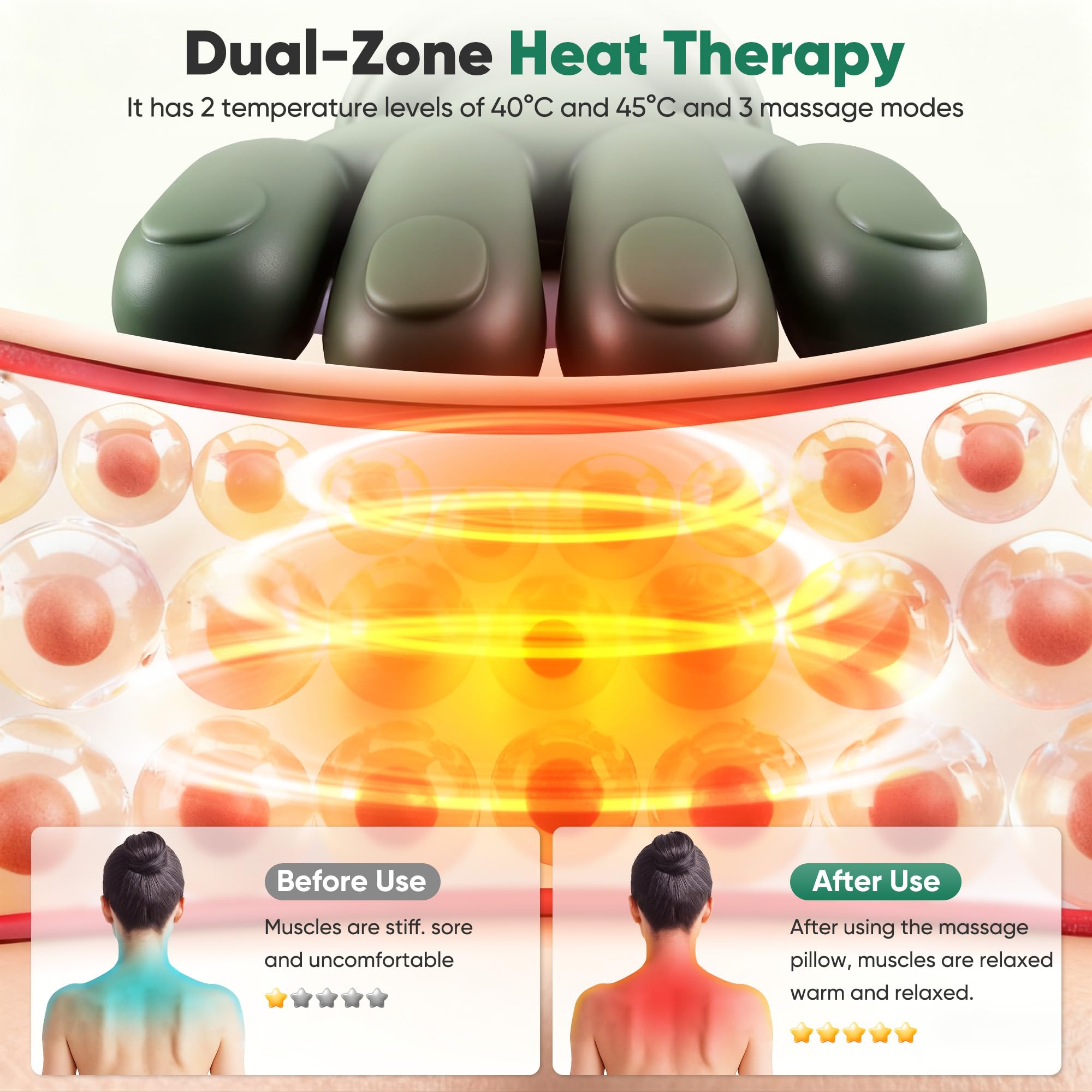 KAXLIDEN massager heat function emphasizes soothing warmth