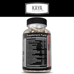 Kaya Naturals Healthy Gluco label close-up highlights non-GMO formulation.