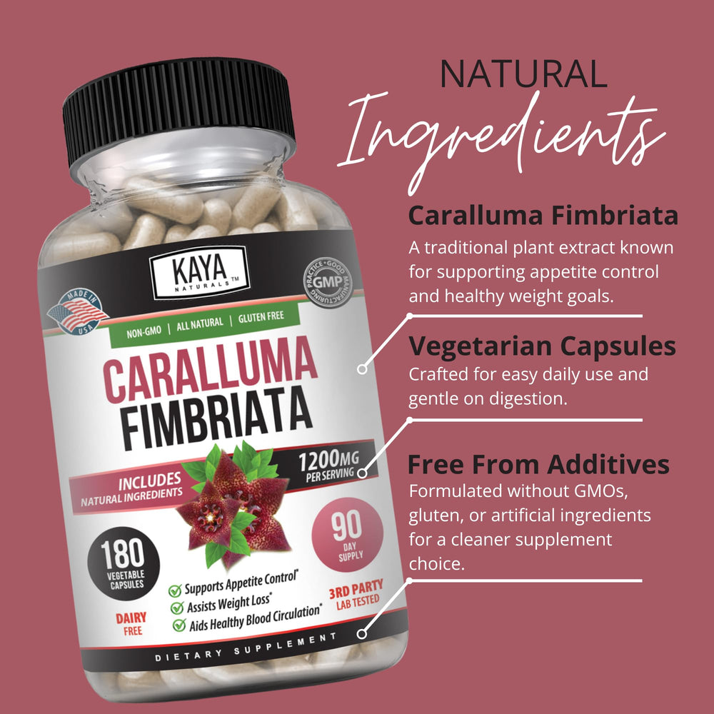 Kaya Naturals Caralluma Fimbriata veggie capsules pack ready for daily routine