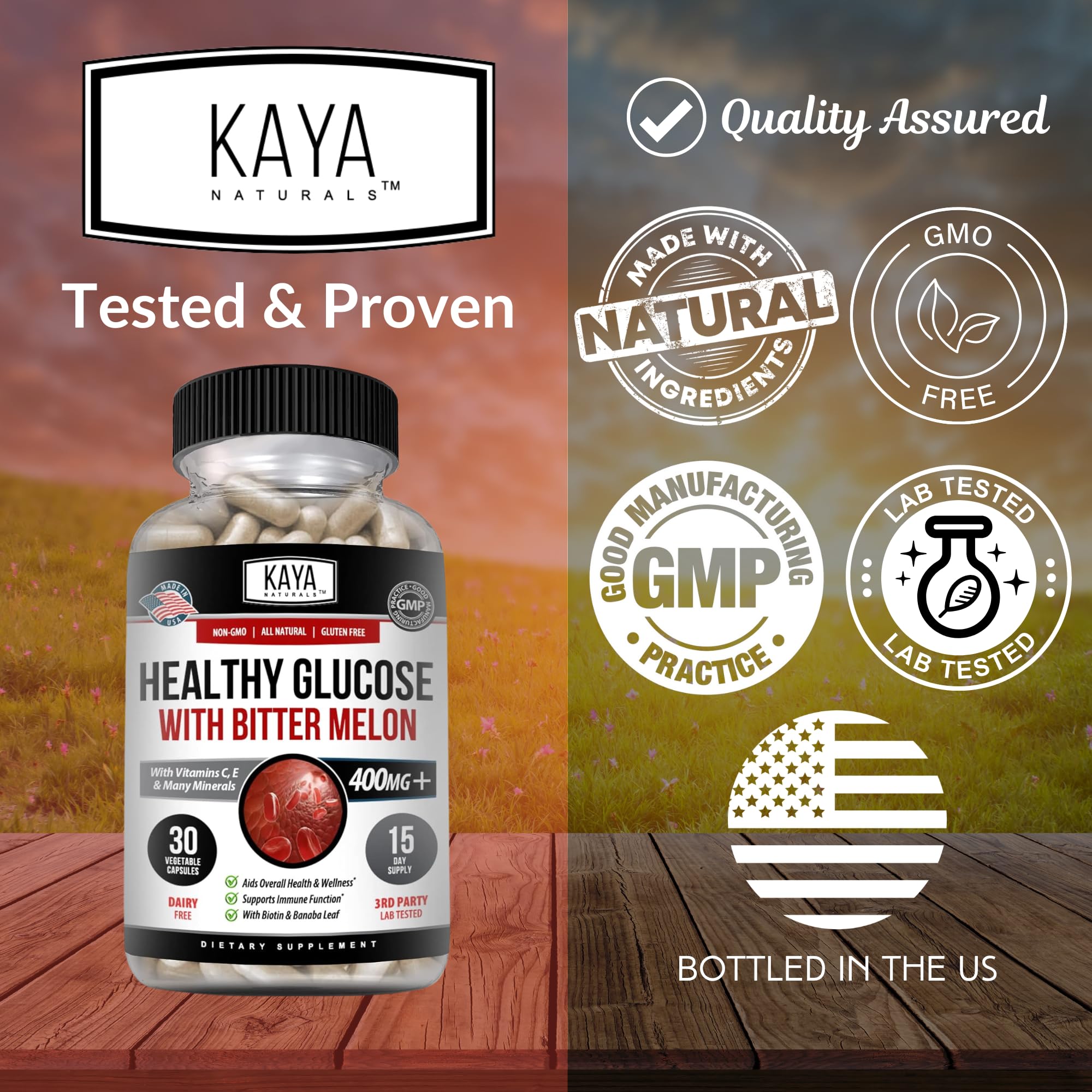 Kaya Naturals Healthy Gluco banaba leaf visual representing botanical ingredients