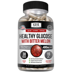 Kaya Naturals Healthy Gluco bottle front showing trusted supplement brand