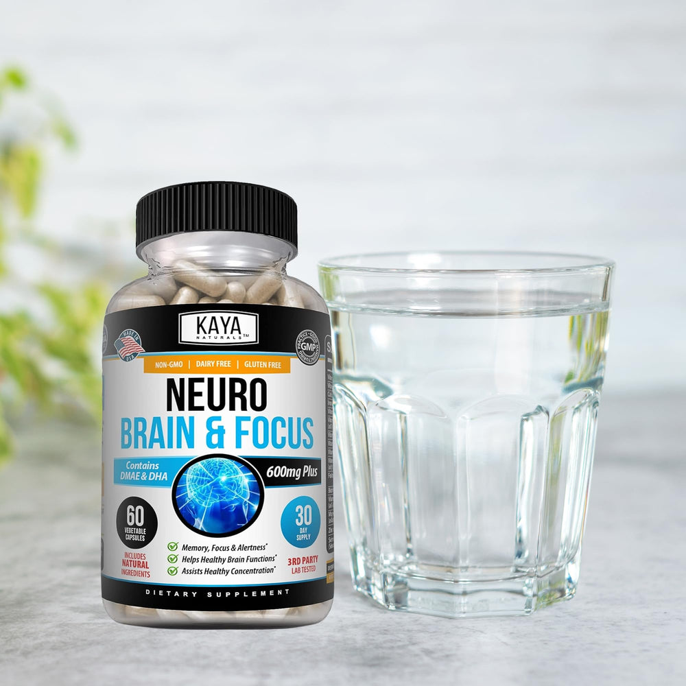 Kaya Naturals Neuro Brain container side view for convenient daily use.