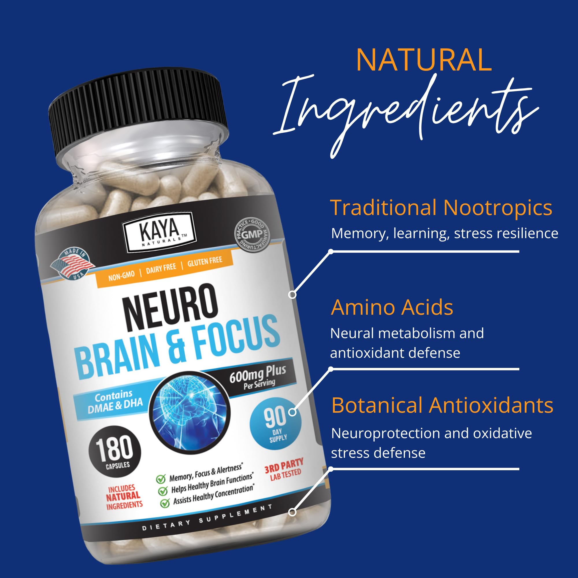 Study desk setup featuring Kaya Naturals Neuro Brain for focused work