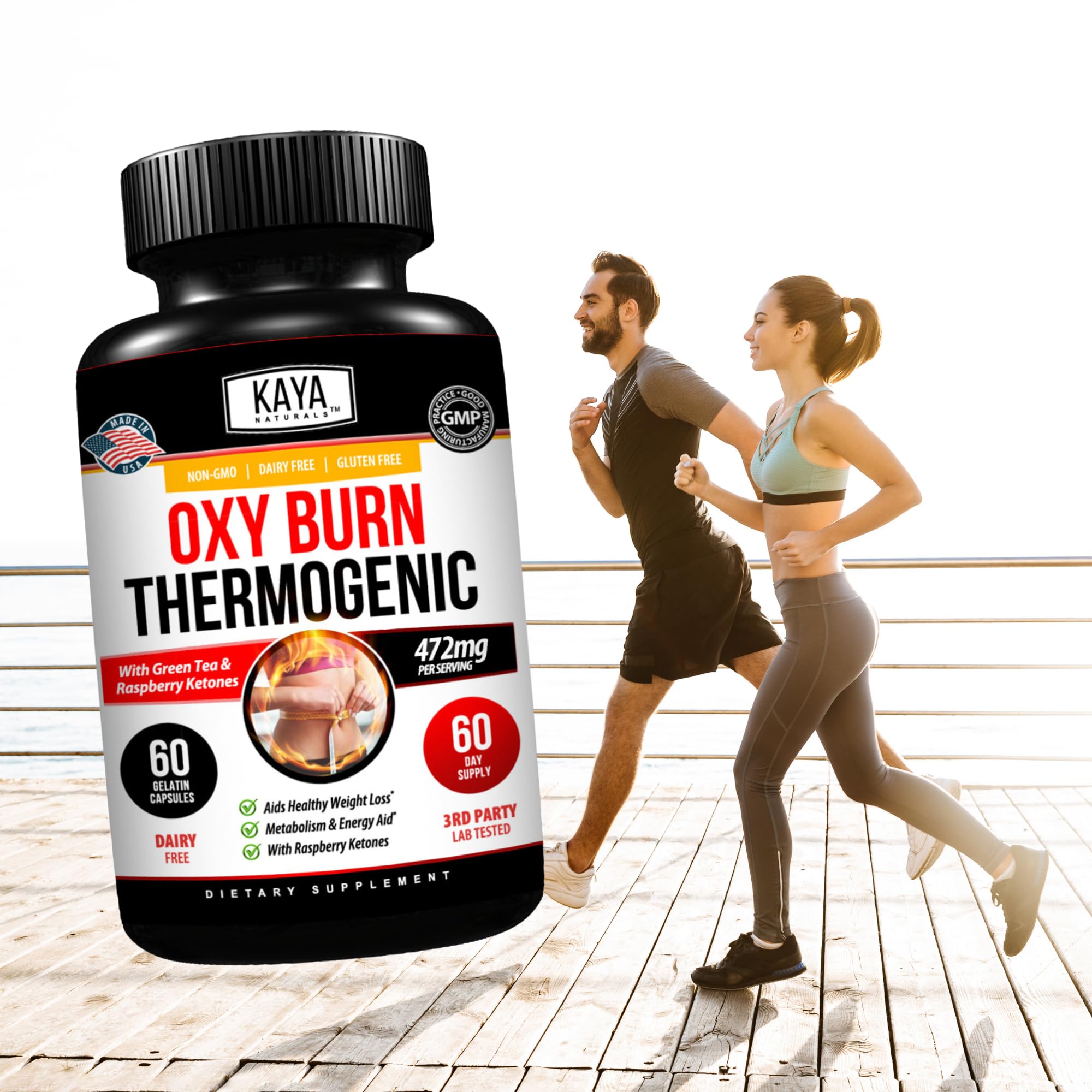 Kaya Naturals Oxy Burn packaging highlights premium quality.
