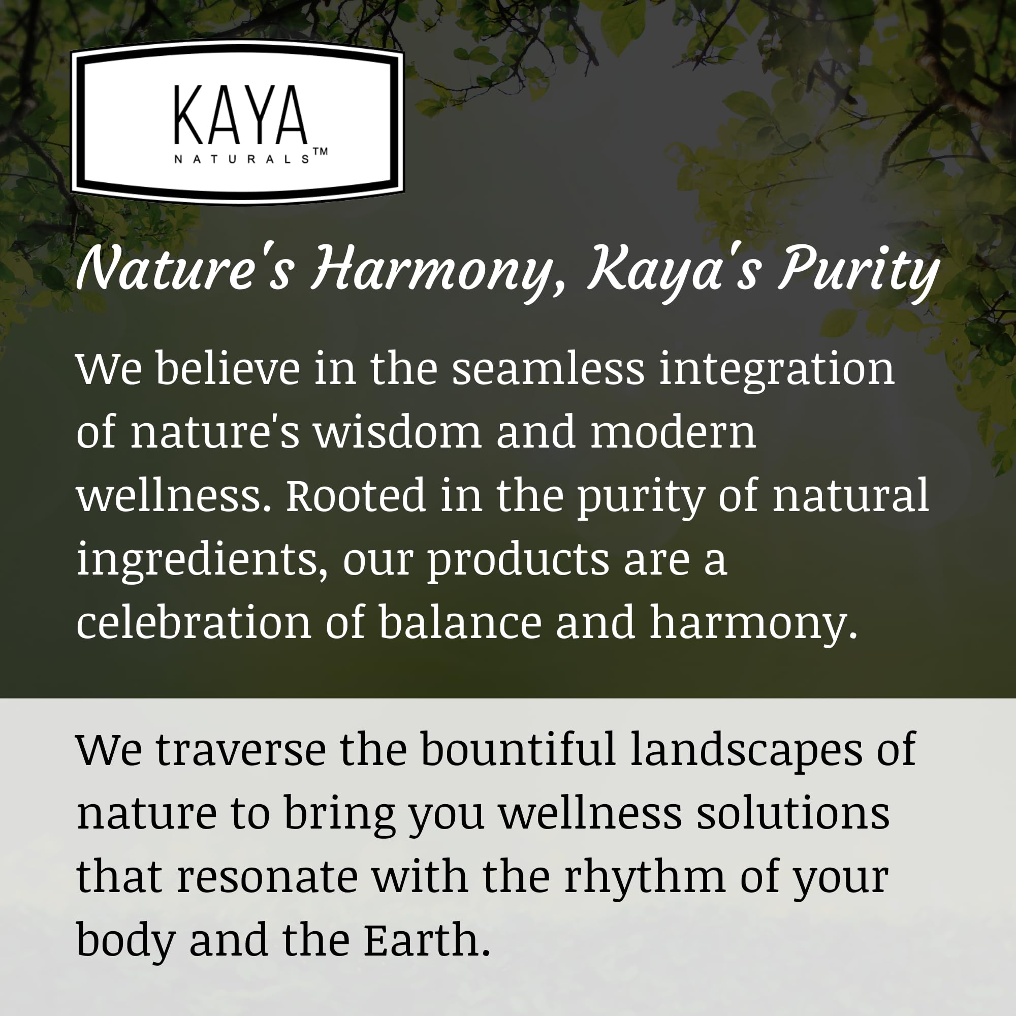Kaya Naturals bottle with information panel for adults.