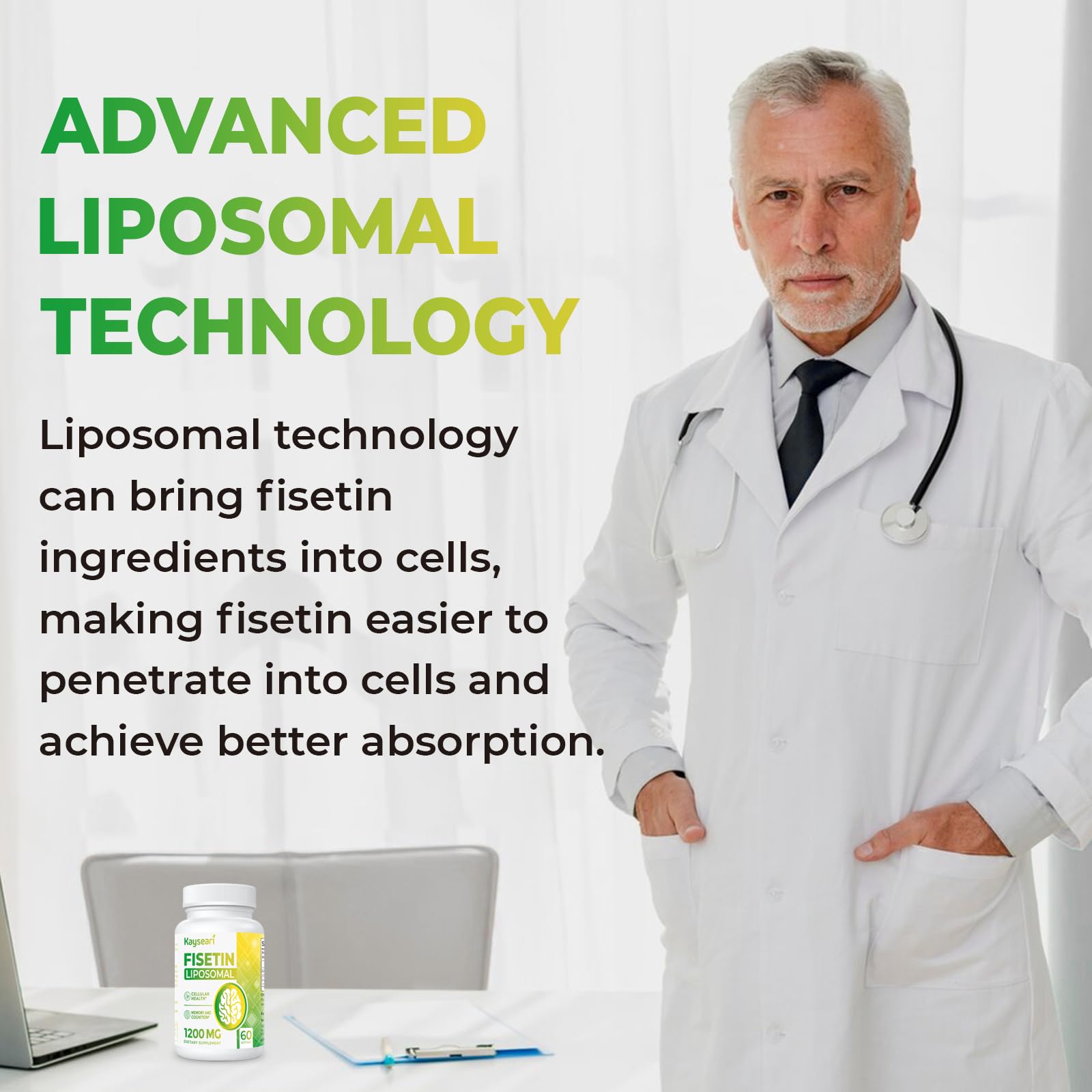 Kayseari Fisetin softgels in hand showcasing convenient daily dosage
