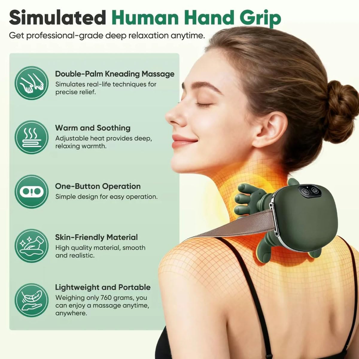 KDKXJU neck massager with straps demonstrates versatile home or office use.