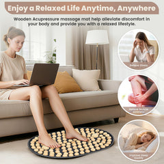 KEAJVXT acupressure mat large wooden beads detail for deeper reflex point stimulation.