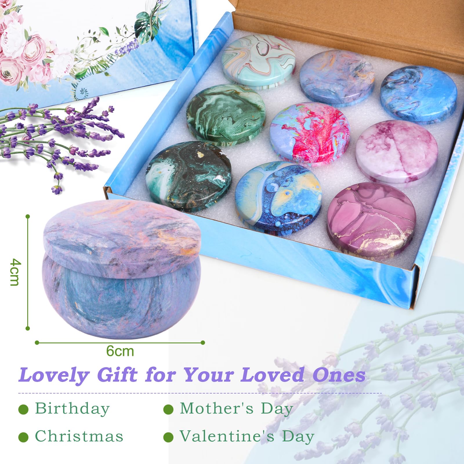 Fragrances include Apple, Lavender, Gardenia, Vanilla, Mango, Rose, Magnolia, Cinnamon, Lemon.
