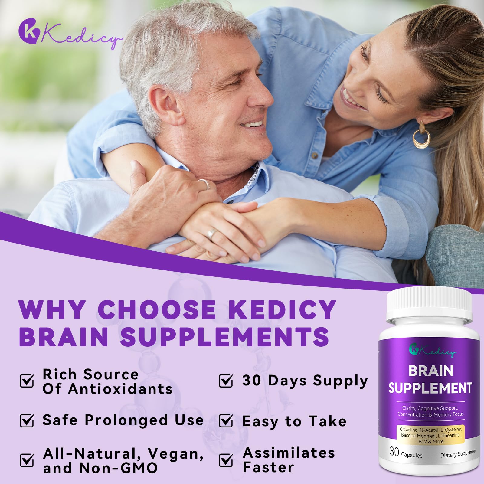 Kedicy botanicals Bacopa and Rhodiola for cognitive support.