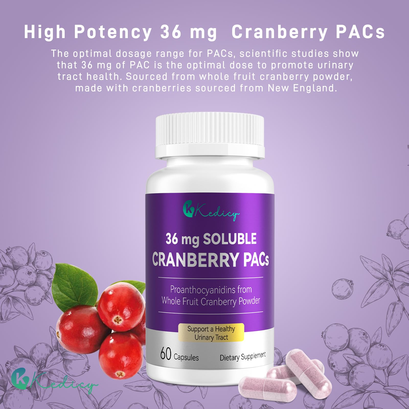 Kedicy Cranberry Pills daily-dose pack image for convenient everyday use.