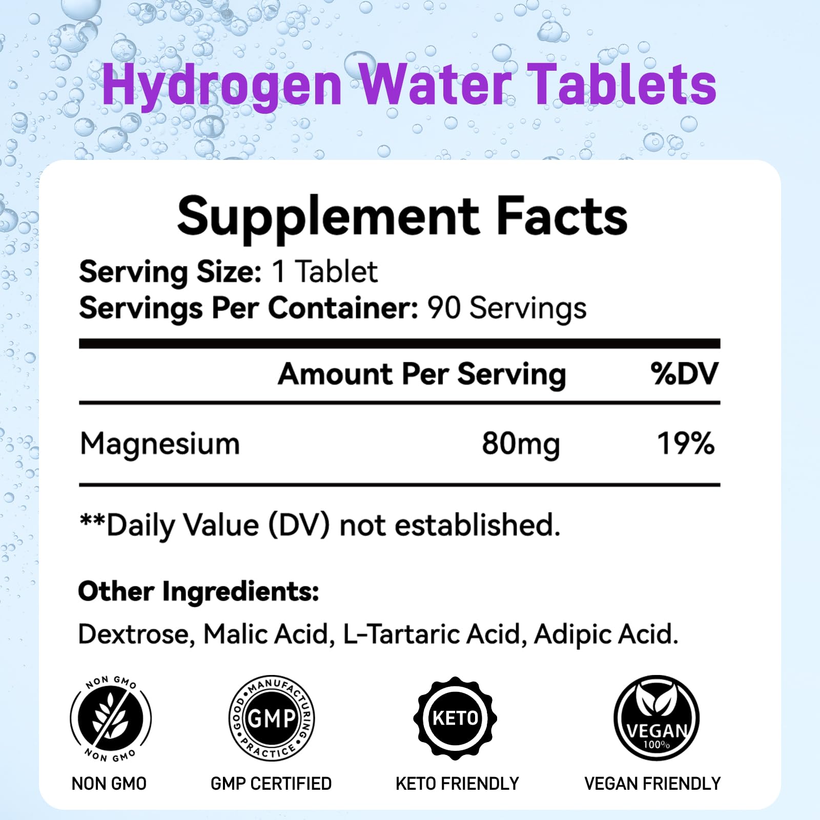 Kedicy tablets dissolving in water release hydrogen for daily wellness